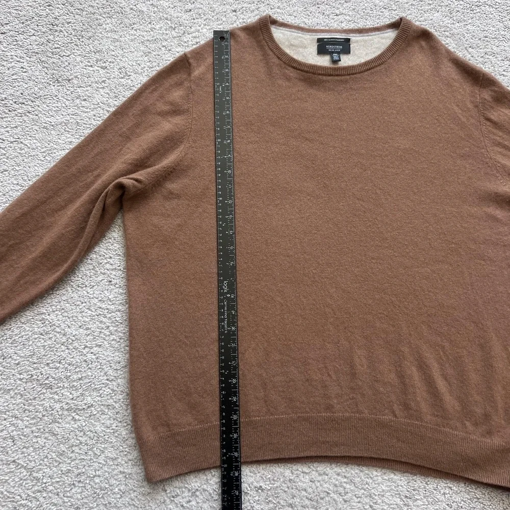Nordstrom Men's Shop Cashmere Sweater Mens 3XL Brown Crewneck Knit Pullover